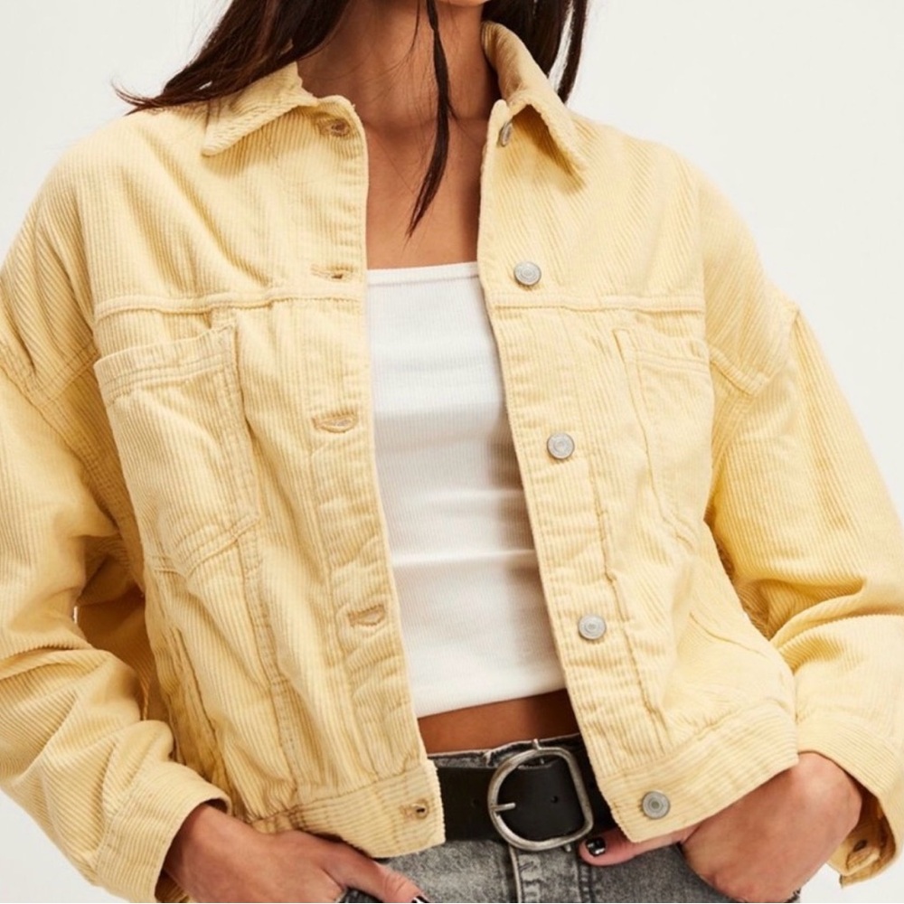 We The Free Light Yellow Corduroy Jacket